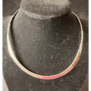 Sterling Silver 925 Mexico Choker handcrafted hammered open back wire necklace
